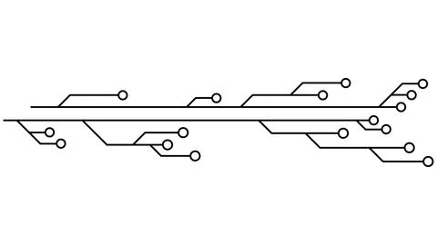 Printed circuit board PCB tracks isolated on white background. Technical clipart Stock Illustration