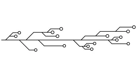 Printed circuit board PCB tracks isolated on white background. Technical clipart Stock Illustration