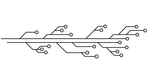 Printed circuit board PCB tracks isolated on white background. Illustrazione stock