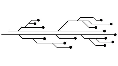 Printed circuit board PCB tracks isolated on white background. Ilustração Stock