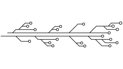 Printed circuit board PCB tracks isolated on white background. Technical clipart Stock Illustration
