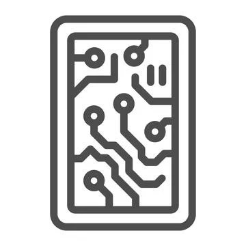 Printed circuit board reactangle shape with diode line icon, electronics concept 库存插图