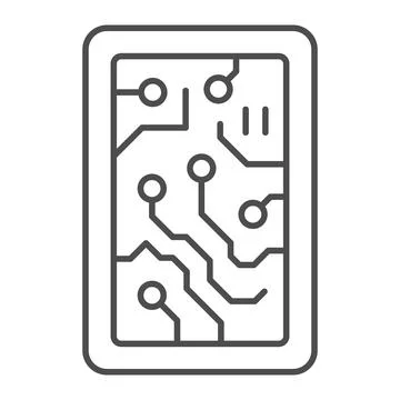 Printed circuit board reactangle shape with diode thin line icon, electronics イラスト素材