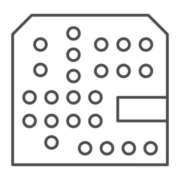 Printed circuit board with slots thin line icon, electronics concept, PSB vector Stockillustratie