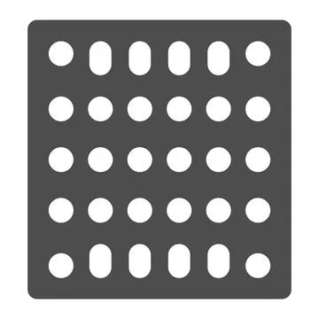 Printed circuit board square shape with slots solid icon, electronics concept Stockillustratie