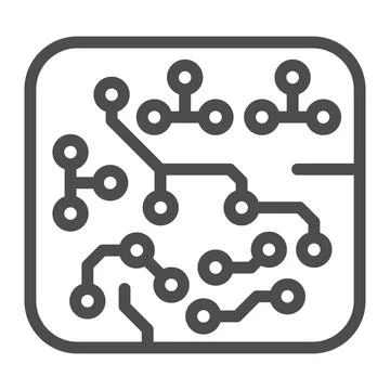 Printed circuit board square shape with diodes line icon, electronics concept イラスト素材