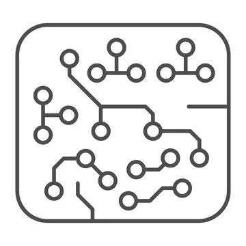 Printed circuit board square shape with diodes thin line icon, electronics Stockillustratie