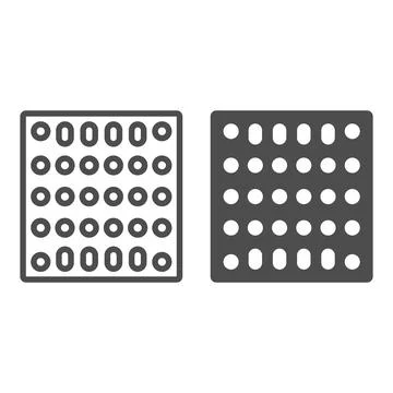 Printed circuit board square shape with slots line and solid icon, electronics Stock Illustration