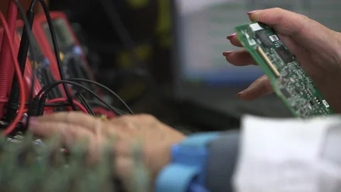 Printed Circuit Board test in a lab Stock Footage 113187779