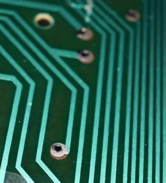 Printed circuit board underside element of a modern calculator Stock Photos