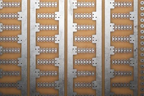 Printed circuit board without elements. perforated textolite surface. templat Stock Photos