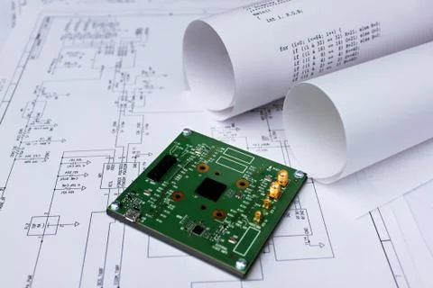 Printed circuit board,circuit diagram,software,semiconductor,chi Stock Photos