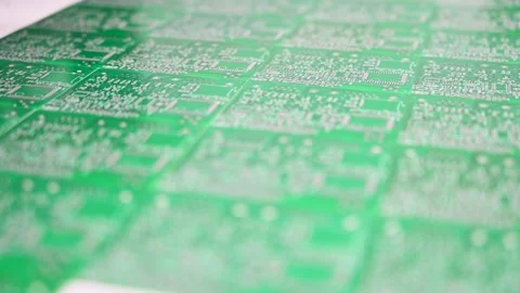 Printed circuit boards with solder applied close-up. Stock Footage 259687322