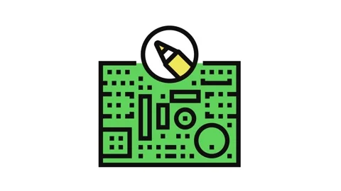 Printed circuit design electronics color icon animation Stock Footage 326106232