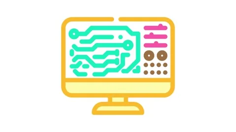 Printed circuit design electronics color icon animation Stock Footage 327267411