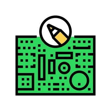 Printed circuit design electronics color icon vector illustration 스톡 일러스트