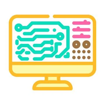 Printed circuit design electronics color icon vector illustration Stockillustratie