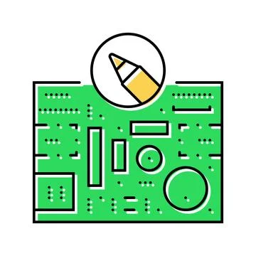 Printed circuit design electronics color icon vector illustration Illustrazione stock