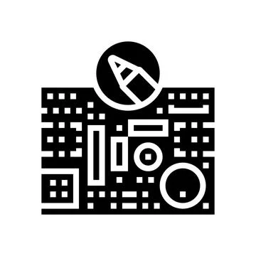 Printed circuit design electronics glyph icon vector illustration Illustrazione stock