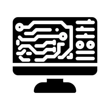 Printed circuit design electronics glyph icon vector illustration Stock Illustration