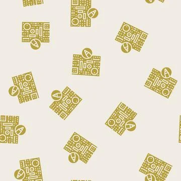 Printed circuit design electronics glyph seamless pattern Stock Illustration