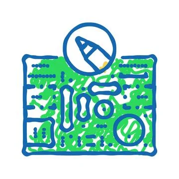 Printed circuit design electronics icon doodle illustration Stock Illustration