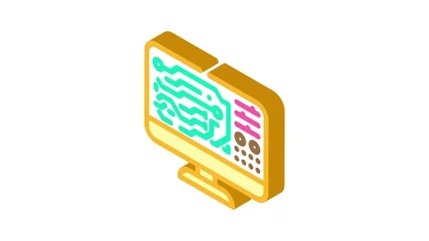 Printed circuit design electronics isometric icon animation Stock Footage 327290544