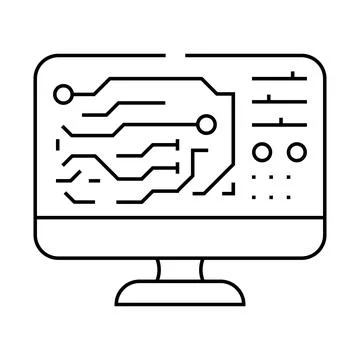 Printed circuit design electronics line icon vector illustration イラスト素材