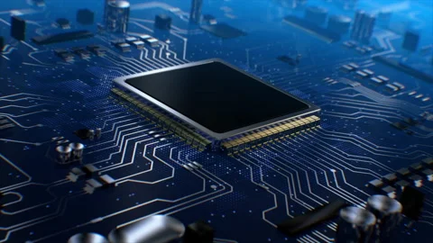 Printed Circut Board Microchip Video stock 208890183