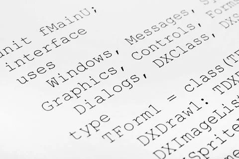 Printed computer code Printed computer code - technology background Copyri... Stockfoto's