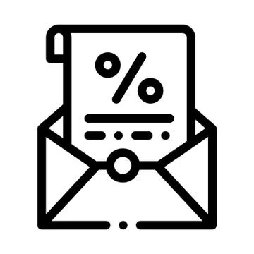 Printed Interest Letter Icon Vector Outline Illustration イラスト素材