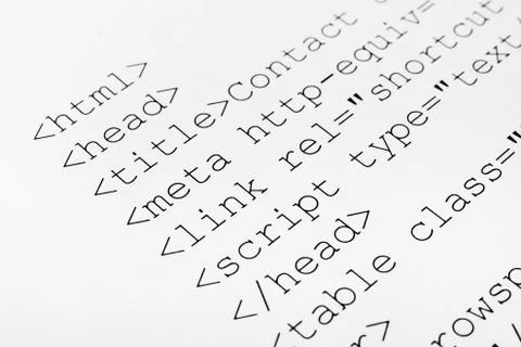 Printed internet html code Stock Photos