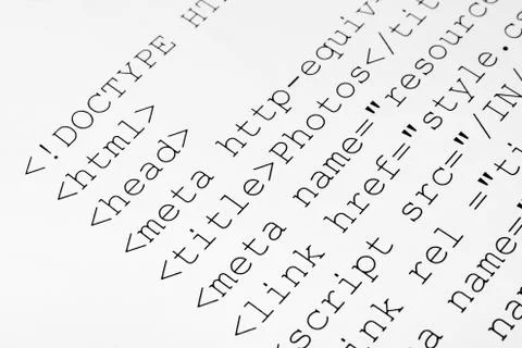Printed internet html code 库存照片