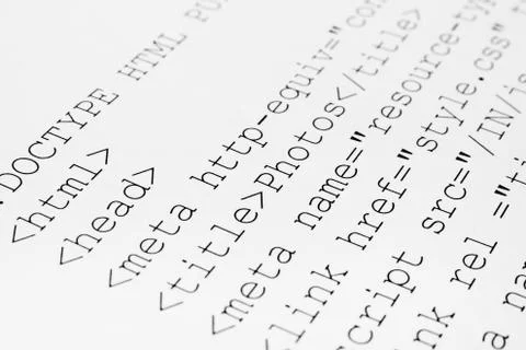 Printed internet html code Stockfoto's