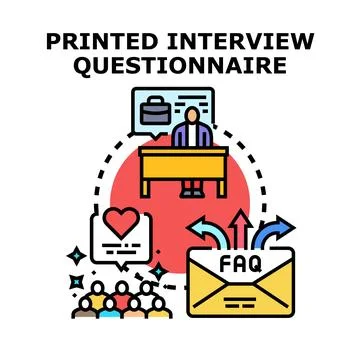 Printed interview questionnaire concept for recruitment process Stock Illustration