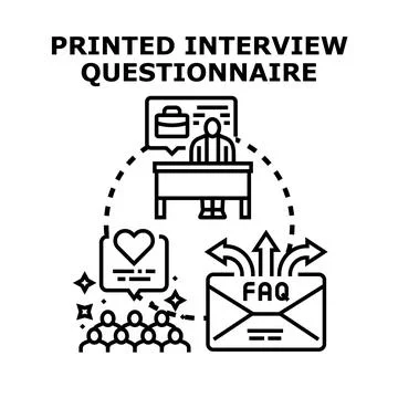 Printed interview questionnaire concept for recruitment process Stock Illustration