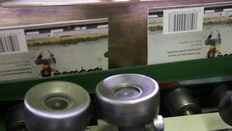 Printed material on conveyor belt Stock Footage 81814445