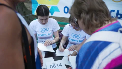 Printed numbers of the participants are on the table Stock Footage 156199463