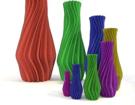 Printed object vase set 3d illustration isolated Stock Illustration