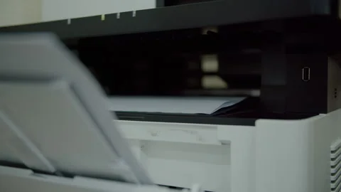 Printed paper coming out of multifunction printer Stock Footage 311184847
