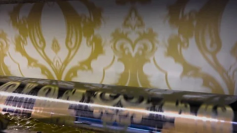 Printed press at the wallpaper factory, ... | Stock Video | Pond5