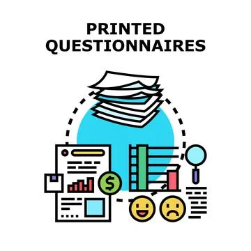 Printed questionnaires concept collecting survey data 스톡 일러스트