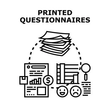Printed questionnaires concept collecting survey data Stock Illustration