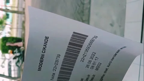 Printed Receipt with Barcode Close-up Stock Footage 317462043