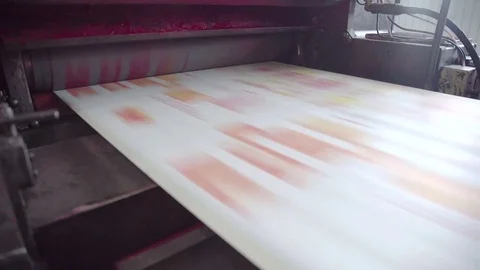 Printed red color on printing machine to make newspaper in factory Stock Footage 71316475
