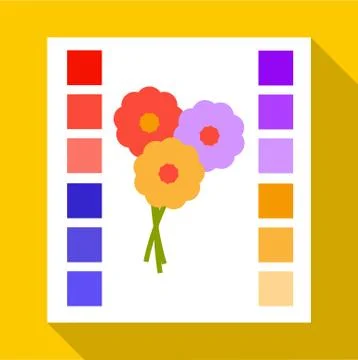 Printed sample with a palette of colors icon Illustrazione stock