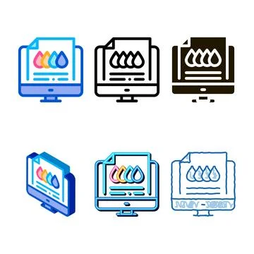 Printed sheet in computer icon vector outline clean イラスト素材
