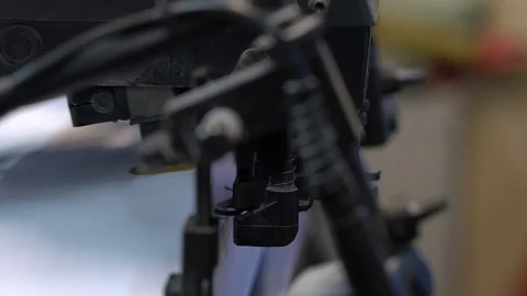 Printed sheets of paper are served in the printing press 库存影片 120904123