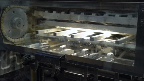 Printed sheets of paper are served in the printing press 库存影片 120904675