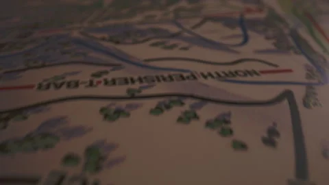 Printed Ski Trails and Terrain in Shallow Focus Stock Footage 346325541